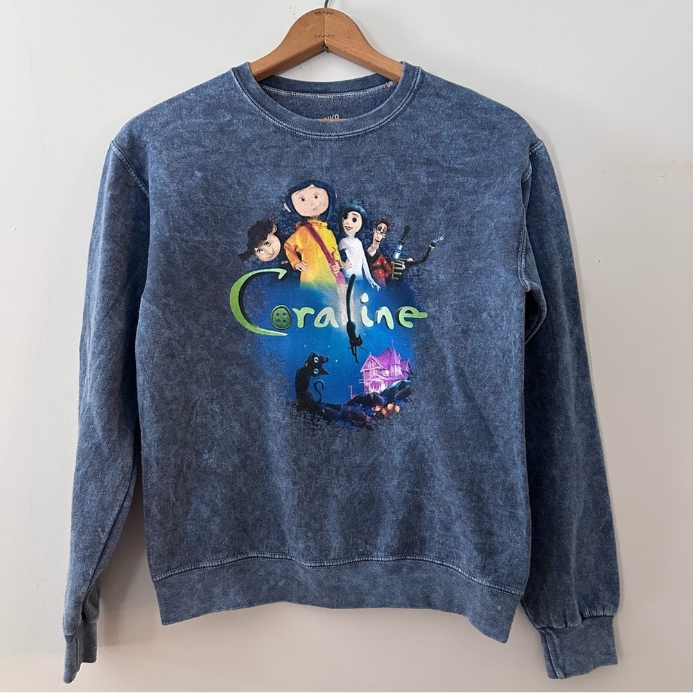 Coraline Film Poster Mineral Wash Girls Crewneck Sweater Laika Brand Size XS